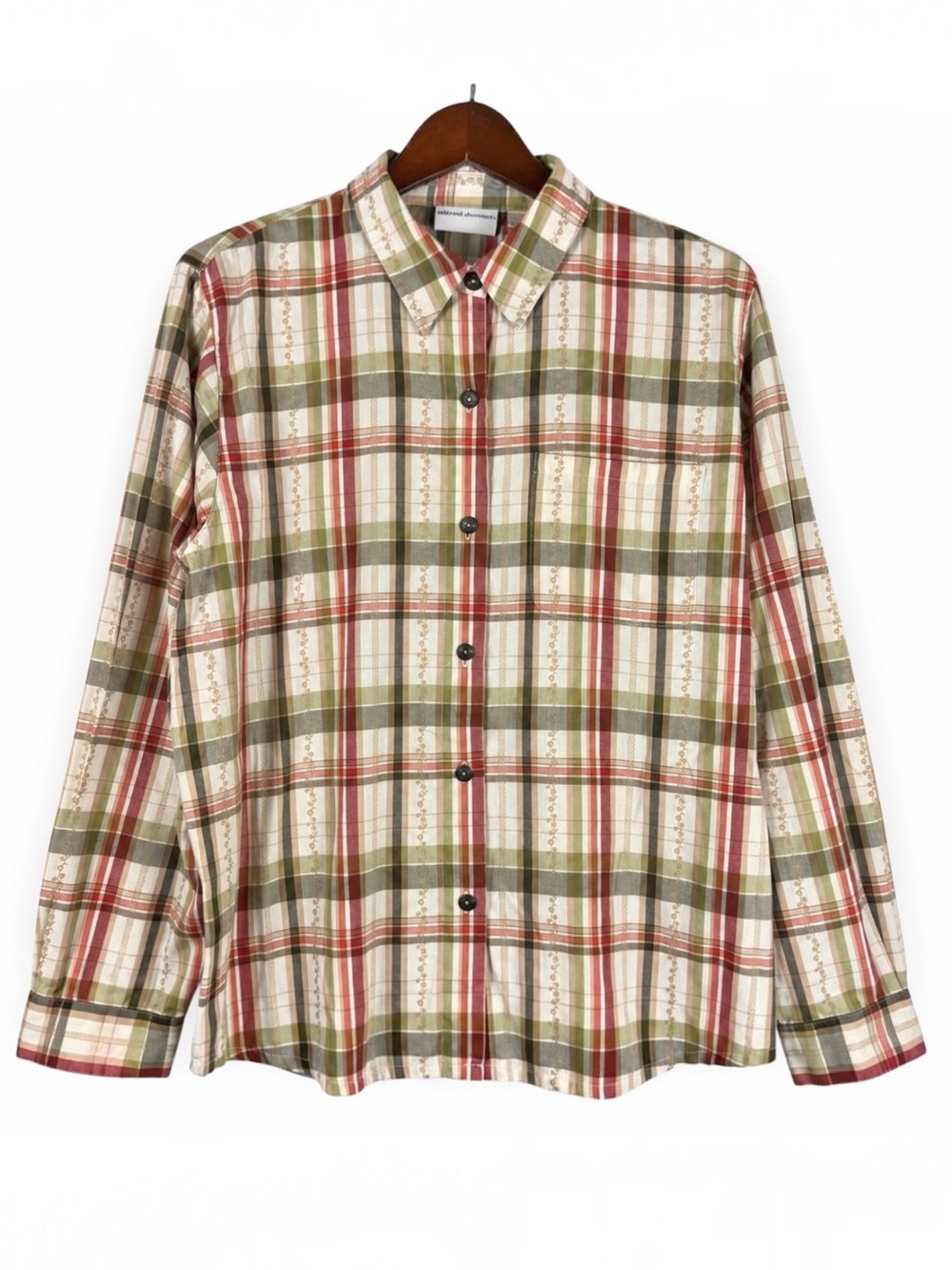 Vintage 90s Alfred Dunner Plaid Embroidered Cottagecore Shirt 18